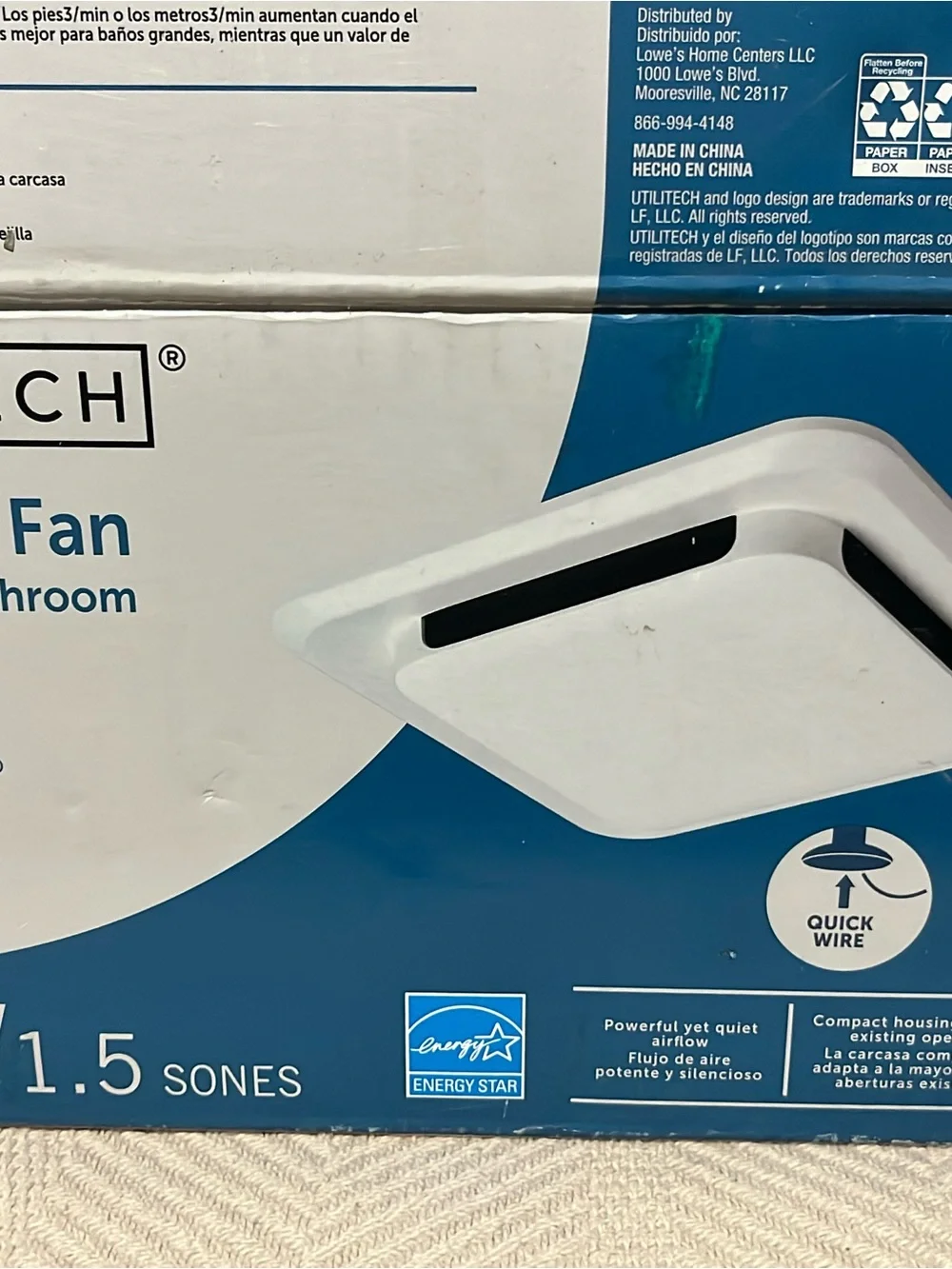 White Bathroom Exhaust Fan - Quiet Energy Star Vent